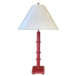 Pair Red Gesso Table Lamps