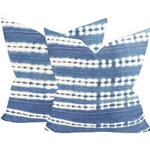 Pair Indigo Stripe Mudcloth Pillows