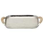 Silver Tray with Rattan handles