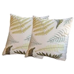 Pair Embroidered Fern Pillows