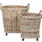 Kubu Rattan Baskets on Wheels