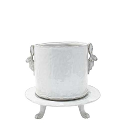 White Ceramic Rabbit Pot on Stand