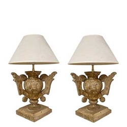 Pair French Fragment Lamps
