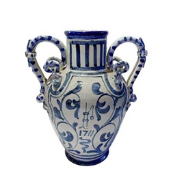 Delft Vase with Scroll Handles
