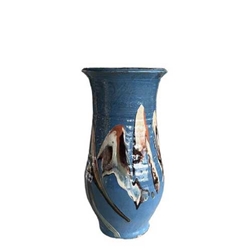 Blue Marbleized Pottery Vase