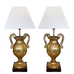 Pair Empire Gilt Urn Lamps