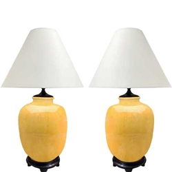 Pair Chinese Yellow Lamps