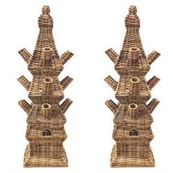 Pair Wicker Pagoda Tulipieres