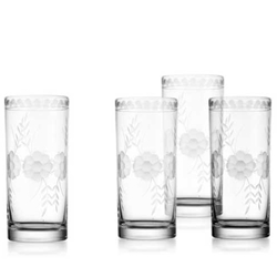 Set of Etched Highball Tumblers