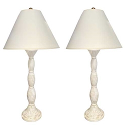 Pair Bone Candlestick Lamps