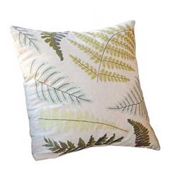 Pair Embroidered Fern Pillows