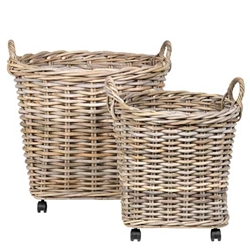 Kubu Rattan Baskets on Wheels