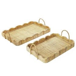 Natural Scallop Rattan Trays