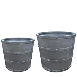 Pair Zinc Porto Round Planters